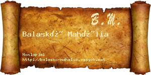 Balaskó Mahália névjegykártya